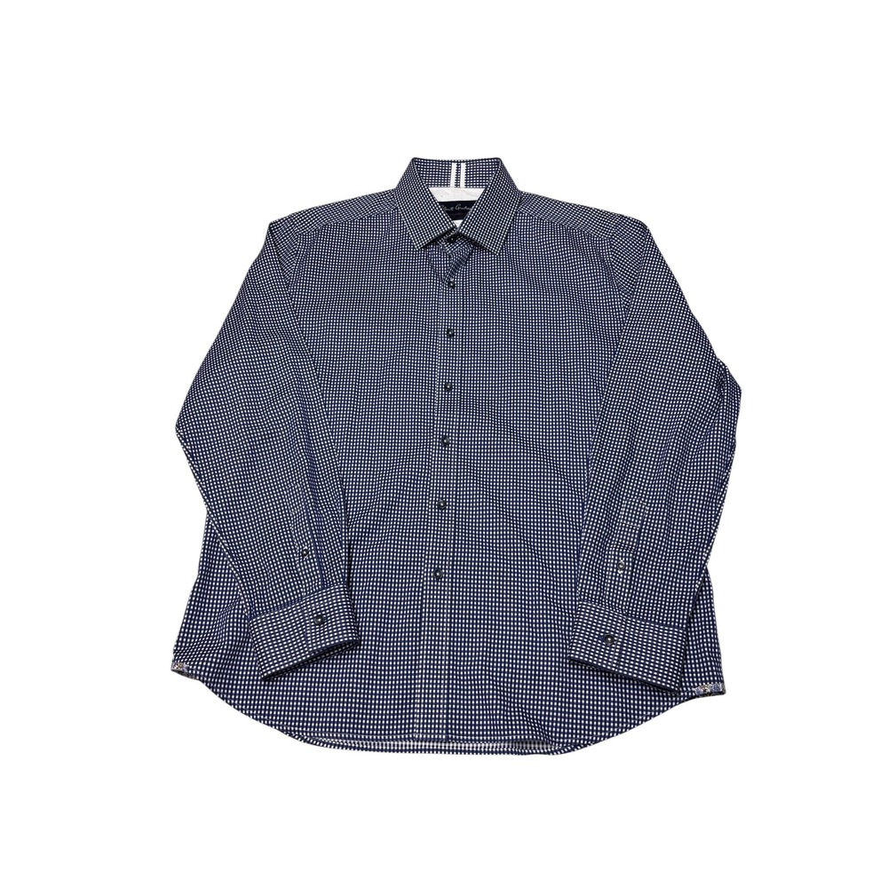 Robert Graham Modern‎ Americana Mens 2XL Tailored Fit Navy Gingham Button Down